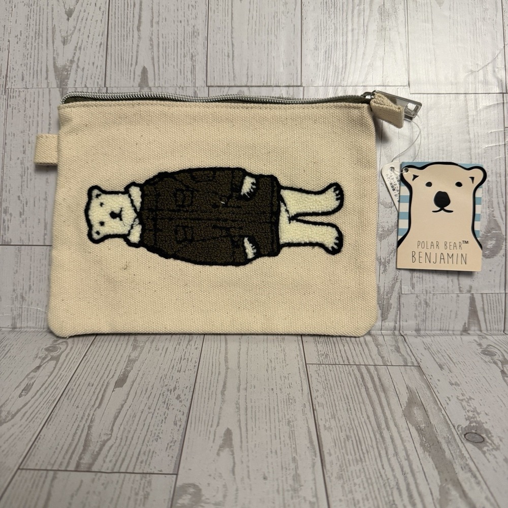 Polar Bear Benjamin Embroidered Canvas Zipper Pouch Tokyo Japan Parka / Jacket - Picture 8 of 8